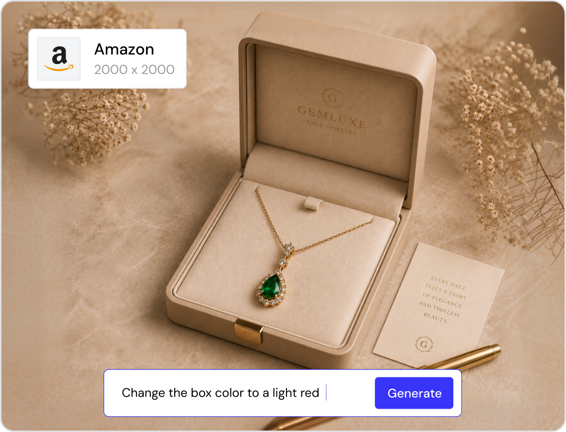 Bearbeiten Sie Ihre Fotos von KI-Schmuckgeschenkboxen und exportieren Sie sie in jedem beliebigen Format.