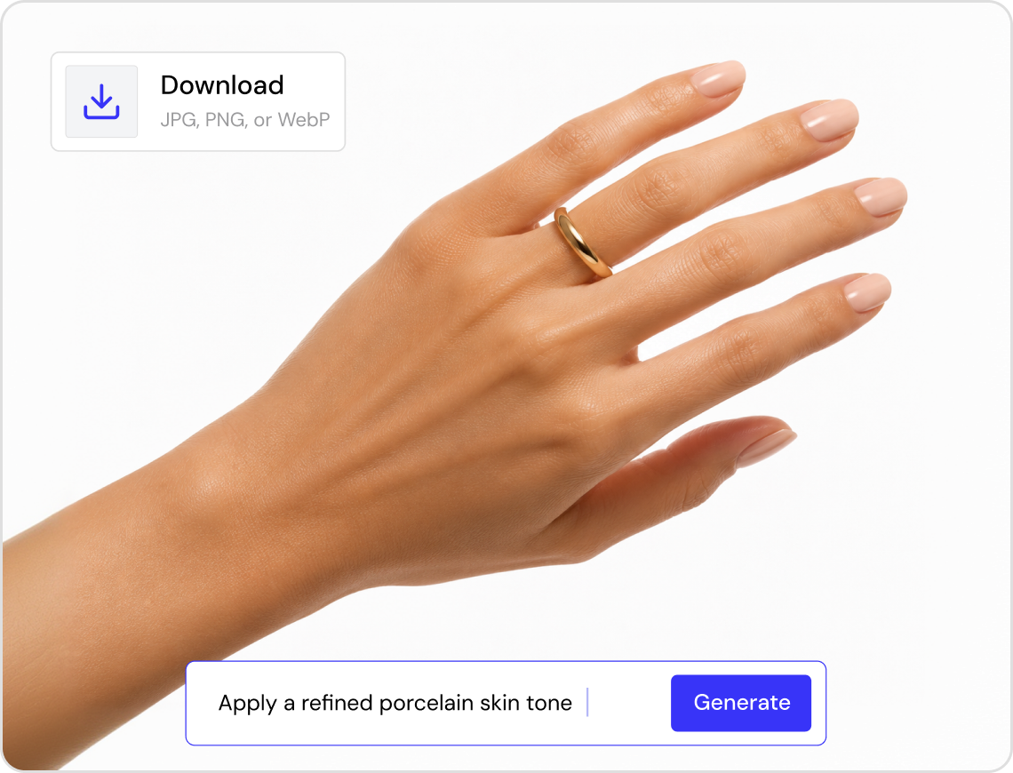 Edit Your AI Jewelry Hand Model Photos and Export Them Anywhere