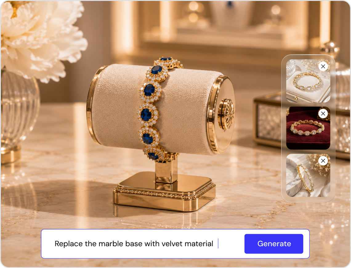 Edit Your AI Luxury Jewelry Display Photos and Export Them in Any Format